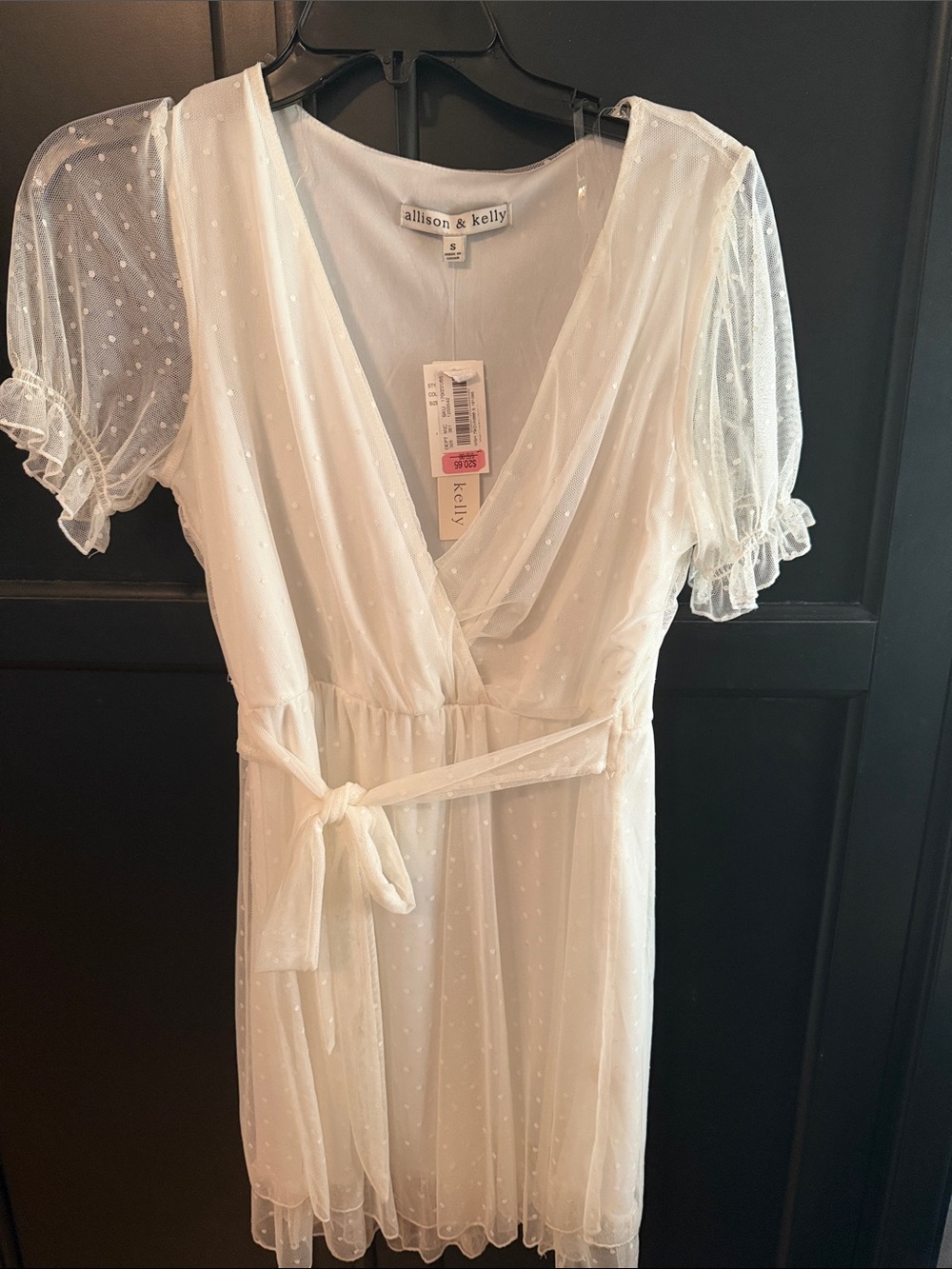 Allison & Kelly White Dot Wrap Mini Dress